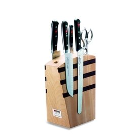 stylish magnetic knife block PREMIER PLUS wood magnetic with 4 knives|scissors  L 135 mm  H 420 mm product photo