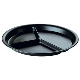 CLEARANCE | plastic plate polystyrol black  Ø 260 mm | 3 compartments | 2 x 50 pieces | disposable product photo