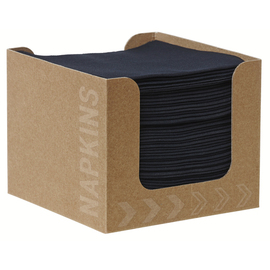 cocktail napkins BIO DUNISOFT® black in a brown dispenser box product photo