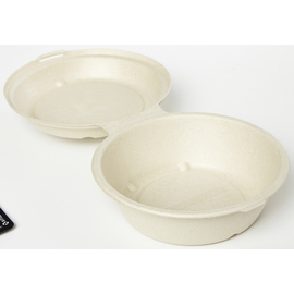 snack box ecoecho® 750 ml sugarcane fibers brown with hinged lid max. +100°C Ø 185 mm H 70 mm product photo