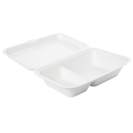 meal box white with lid rectangular | 241 mm x 163 mm H 65 mm 2 compartments 770 ml product photo