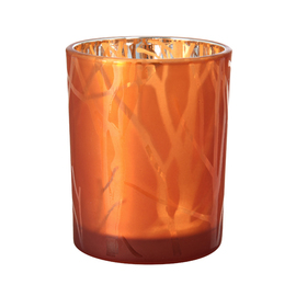 LED candle holder | tealight holder SHIMMER glass rust colored  Ø 80 mm  H 100 mm product photo