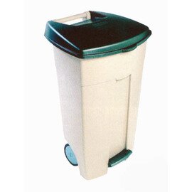 Eco-Roll waste container with pedal, 106 L, beige / green, 49 x 45.6 x 89 cm, polyethylene product photo
