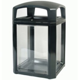 security bin LANDMARK 189 ltr plastic black clear 4 drop-in apertures  L 660 mm  B 660 mm  H 1180 mm product photo