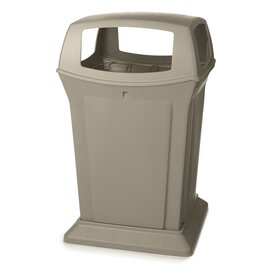 waste container RANGER 170.3 l plastic beige 4 drop-in apertures  L 630 mm  B 630 mm  H 1054 mm product photo