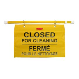 warning sign hanging • Closed for cleaning | multilingual 1120 mm x 25 mm H 330 mm product photo