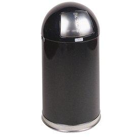 waste container EASY PUSH 45 ltr steel black pusht top lid fireproof Ø 381 mm  H 762 mm product photo