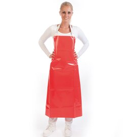 PU bib apron PU 300 µm red  L 900 mm  H 1300 mm product photo