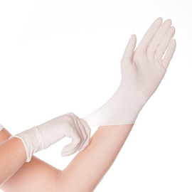Latex gloves SKIN M white lightly powdered 240 mm product photo