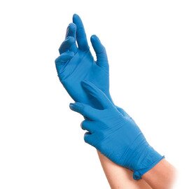 disposable glove SOFT BLUE S latex blue powder-free | disposable product photo
