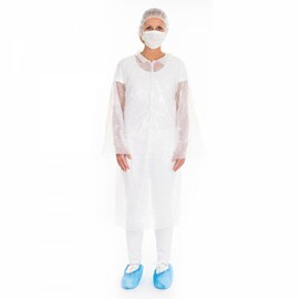 visitor set PE HYGOSTAR white and blue coat | hood | mouthguard | overshoes product photo