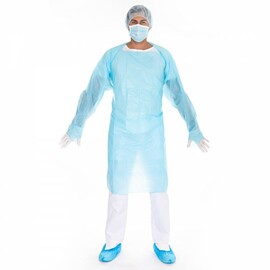 protection set HYGOSTAR blue and white coat | hood | mouthguard | overshoes | gloves product photo