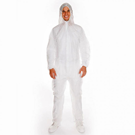 overall LIGHT M PP fleece white with hood product photo