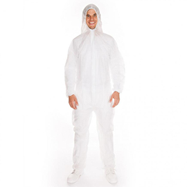 overall STRONG XL PP fleece white with hood product photo