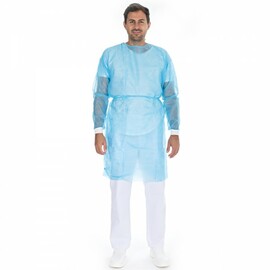 smock with knitted cuffs HYGOSTAR blue PP fleece L 1150 mm product photo