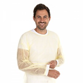 smock with knitted cuffs ECO HYGONORM yellow PP fleece L 1150 mm product photo  S
