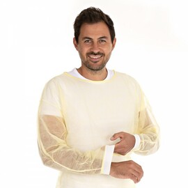 smock with knitted cuffs HYGOSTAR yellow PP fleece L 1150 mm product photo  S
