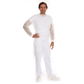Smock with Velcro fastener one-size-fits-all PP | partly laminated PE white L 1150 mm product photo