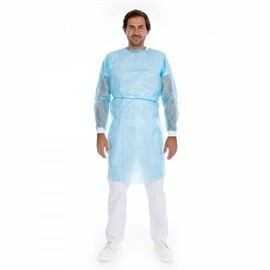 Smock with Velcro fastener one-size-fits-all PP | partly laminated PE blue L 1150 mm product photo