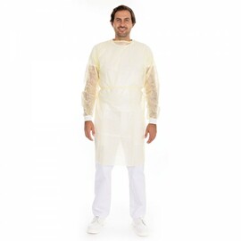Smock with Velcro fastener one-size-fits-all PP | partly laminated PE yellow L 1150 mm product photo