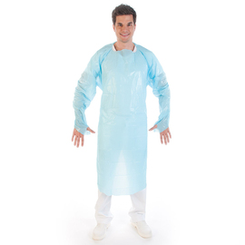 Examination gown LIGHT XL CPE blue Economy pack L 1150 mm product photo