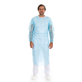 Smock with a closed neck band XL PP | partly laminated PE blue L 1400 mm product photo
