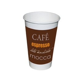 hot beverage mug Gusto 300 ml hard paper brown with lettering | disposable product photo