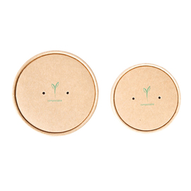 Lid for soup cups | Kraft paper, diameter: 11.6 cm, color: brown product photo