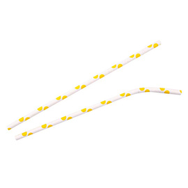 paper drinking straw FLEX NATURE Star FSC® paper bendy straw yellow and white • dotted product photo
