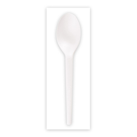organic cutlery set SPOON NATURE Star bioplastic white disposable L 165 mm product photo