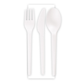 organic cutlery set TRIPLE NATURE Star bioplastic white disposable L 165 mm product photo