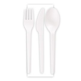 organic cutlery set TRIPLE NATURE Star bioplastic white disposable L 165 mm product photo