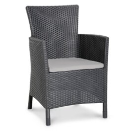 Dining armchair Napoli, flat-woven optics, incl. Seat cushion, color: graphite / light gray product photo