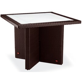 Table diva, square, 100 x 100 x 75 cm, braided cheek rack, inserted, break-proof glass plate, color: mocca product photo