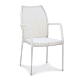 Stacking chair Malaga, with armrests, hand-braided with steel frame, braid color: white product photo