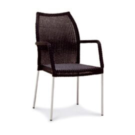 Stacking chair Malaga, with armrests, hand-woven with steel frame, braid color: black product photo