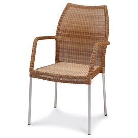 Stacking chair Malaga, with armrests, hand-braided with steel frame, braid color: natural product photo