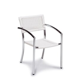 Stacking chair Toledo, aluminum frame polished silver, braid white product photo