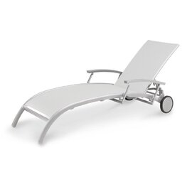 wheeled lounger CREMONA cream coloured | 2020 mm  x 720 mm  H 470 mm product photo