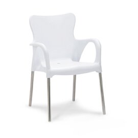 stackable armchair MAUI white | 540 mm  x 520 mm | low back product photo
