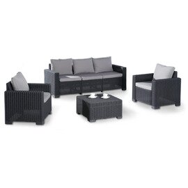 lounge group MOMBASA  • sofa|2 armchairs| table  • light grey  • graphite product photo