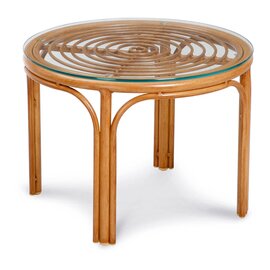 Side table Bayon, round, Ø 60 cm, height 43 cm, with glass top, aluminum frame in bamboo look, weatherproof product photo