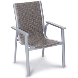 Stacking chair Verona, low backrest, aluminum frame, Bestolan synthetic fiber covering, color: silver / ice product photo