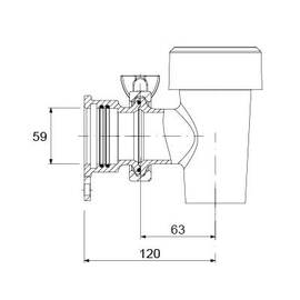drain tap cooking kettle Ø 59 mm O-ring seal outreach 120 mm brass product photo  S