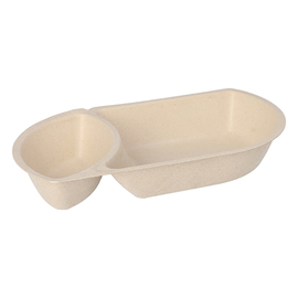 snack tray sugarcane fibers | 2 compartments | 224 mm x 124 mm H 36 mm product photo