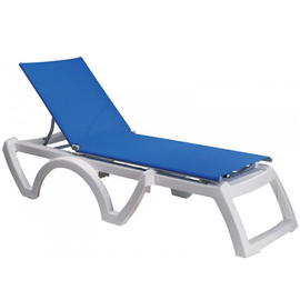 sunbed JAMAICA BEACH white | blue stackable | 1900 mm x 700 mm H 380 mm product photo