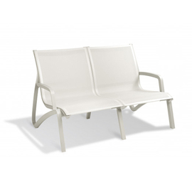 lounge settee | 2-seater SUNSET with armrests • white | seat height 380 mm product photo