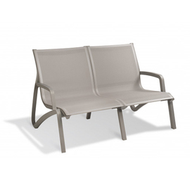 lounge settee | 2-seater SUNSET with armrests • silver | grey | seat height 380 mm product photo