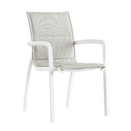 patio chair SUNSET CONFORT with armrests • white | beige | 610 mm x 630 mm H 890 mm | seat height 450 mm product photo