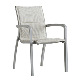 patio chair SUNSET CONFORT with armrests • silver | beige | 610 mm x 630 mm H 890 mm | seat height 450 mm product photo